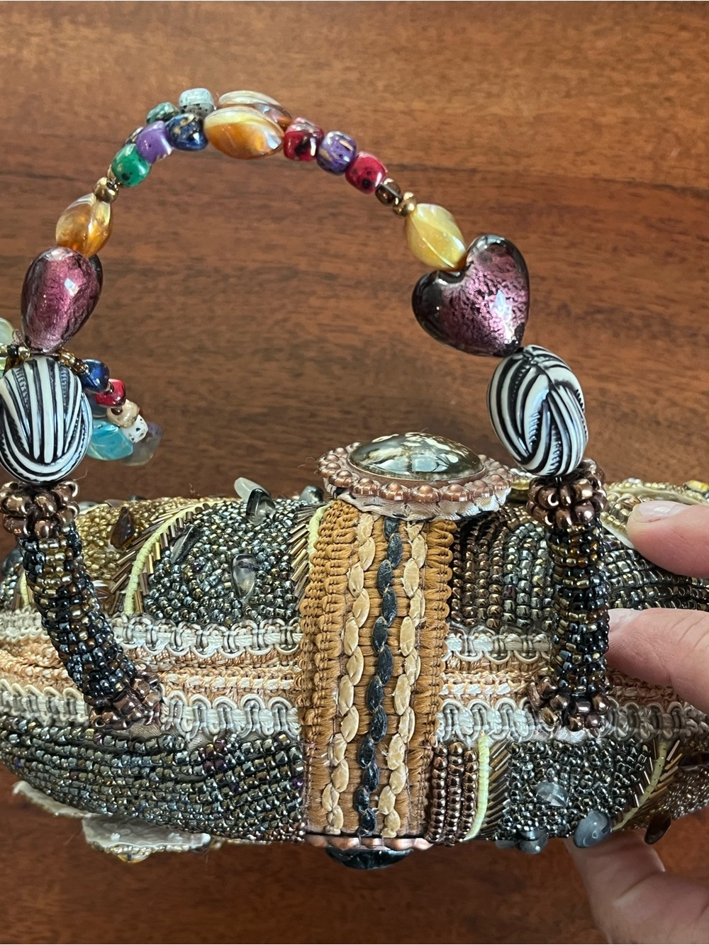RARE Vintage Mary Frances Archival Beaded Top Handle Bag - 3D Butterfly Motif - Picture 10 of 16